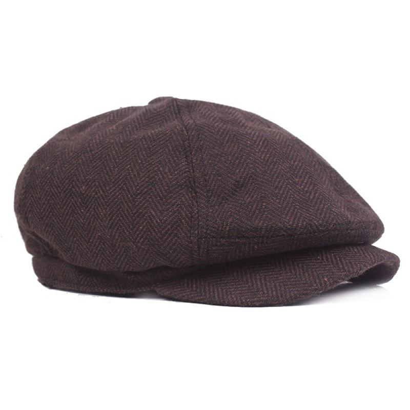 Herr Unisex Vintage Bomull Åttkantig Mössa Winter Stripe Gentleman Newsboy Basker Hatt