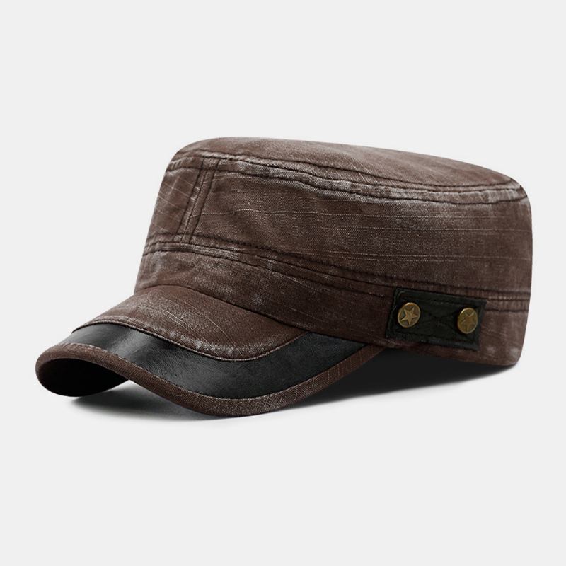 Herrgjorda-gammal Jeansstjärnor Nitmönster Andningsbart Solskydd Militärhatt Platt Hatt Peaked Cap