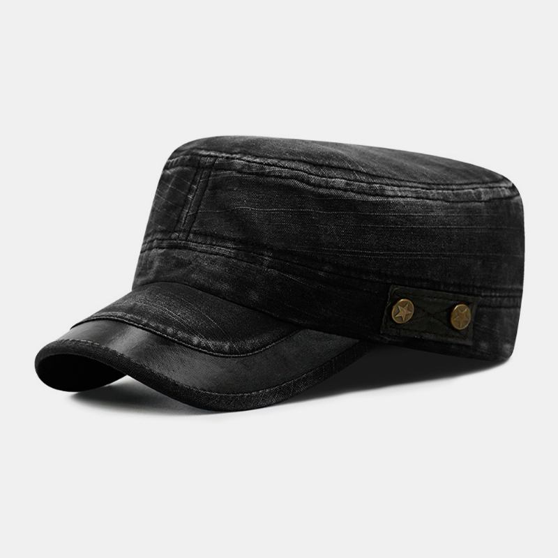 Herrgjorda-gammal Jeansstjärnor Nitmönster Andningsbart Solskydd Militärhatt Platt Hatt Peaked Cap