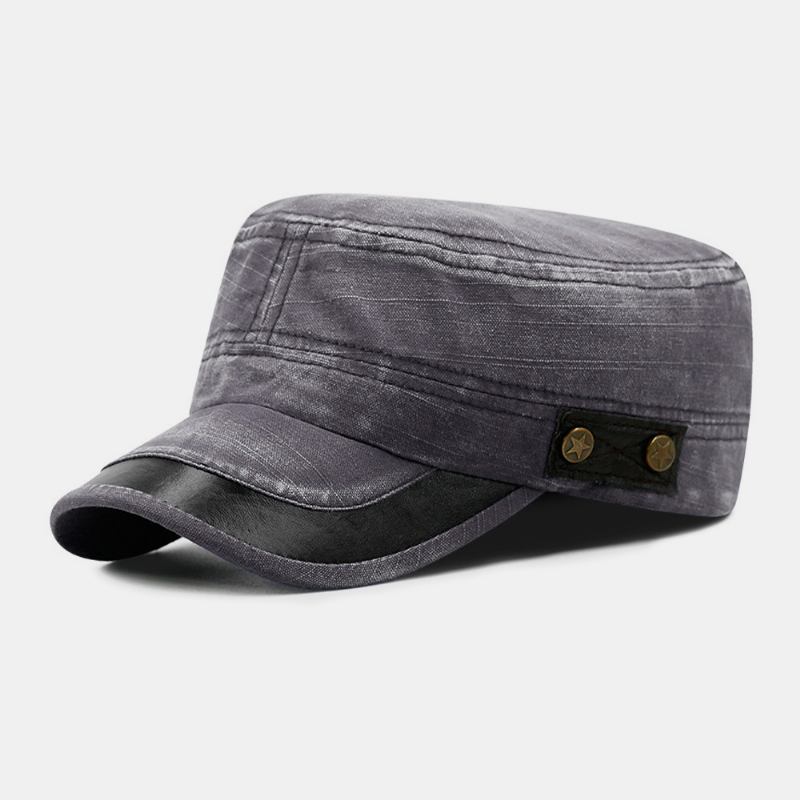 Herrgjorda-gammal Jeansstjärnor Nitmönster Andningsbart Solskydd Militärhatt Platt Hatt Peaked Cap