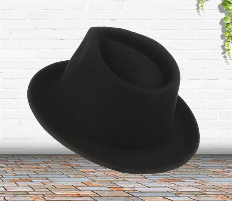 Högkvalitativ Ull Curled Jazz Hat Ull Top Hat