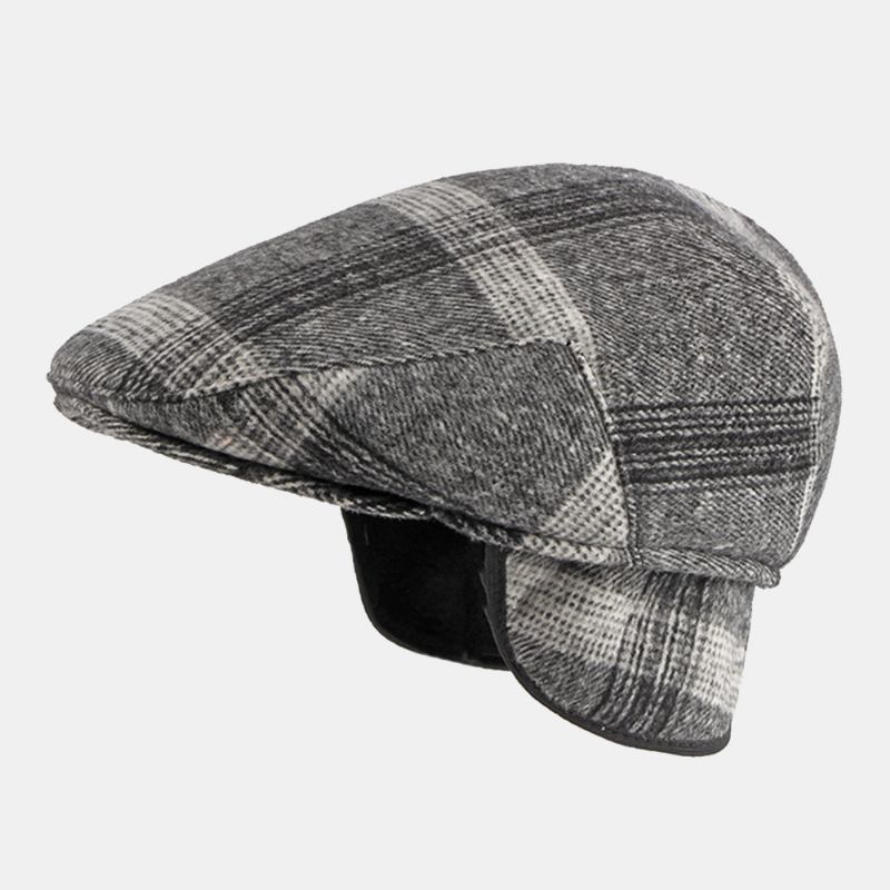 Justerbar Elastisk Banddesign För Män Baskerkeps Brittisk Retro Medelålders Och Äldre Vinterhörselskydd Hörselkåpor Framåt Hatt