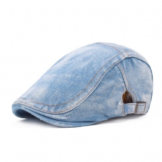 Justerbar Solid Painter Basker Hat För Herr Dam Washed Denim