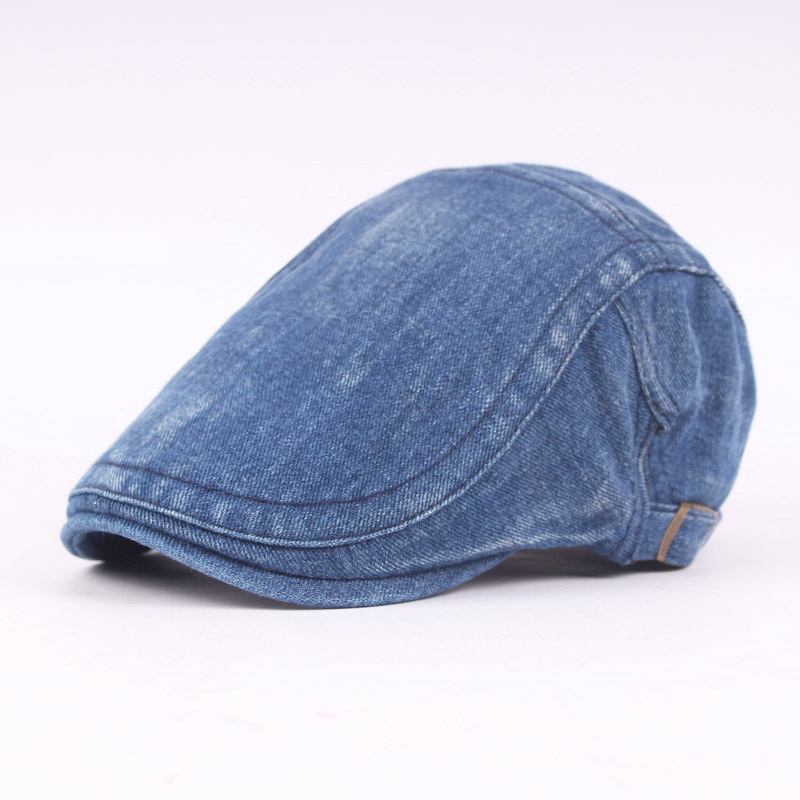 Justerbar Solid Painter Basker Hat För Herr Dam Washed Denim