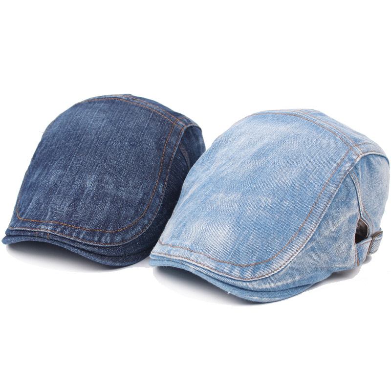 Justerbar Solid Painter Basker Hat För Herr Dam Washed Denim