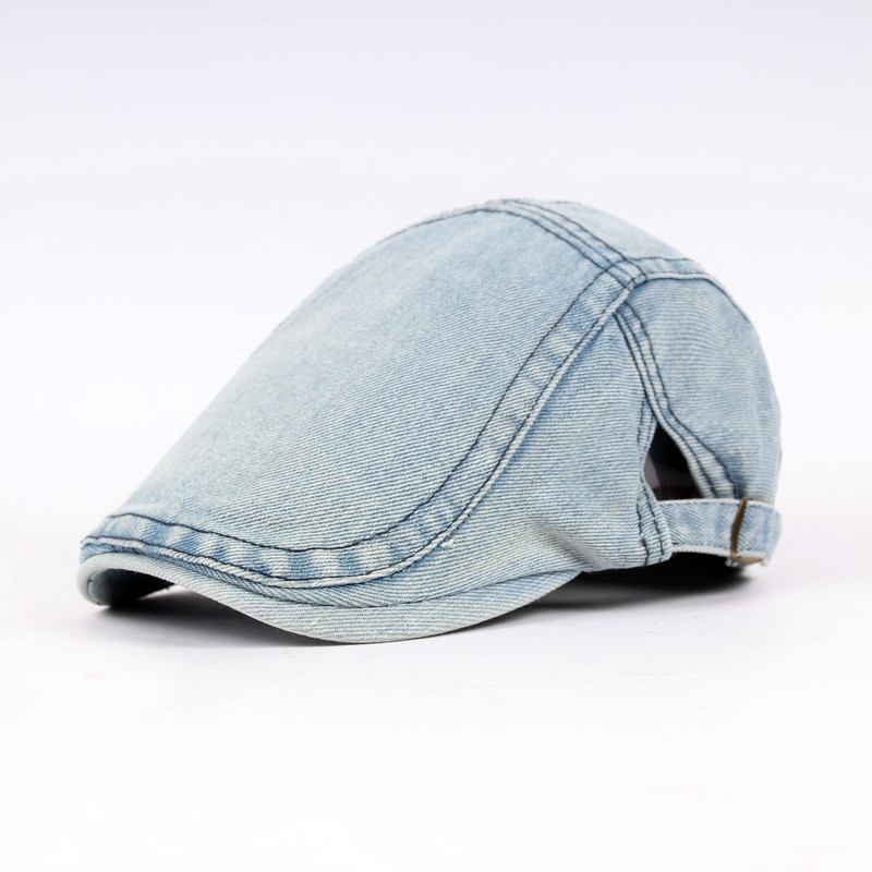 Justerbar Solid Painter Basker Hat För Herr Dam Washed Denim