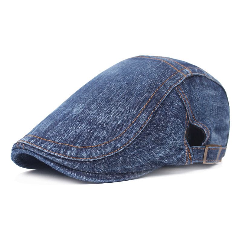 Justerbar Solid Painter Basker Hat För Herr Dam Washed Denim