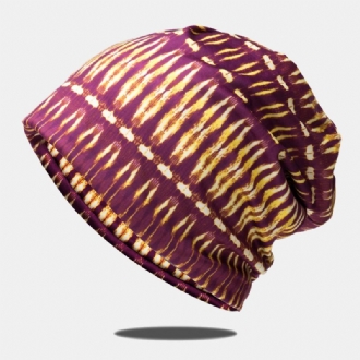 Kvinnor Bomull Geometri Mönster Dual-use Baotou Hatt Haklapp Mode Casual Andas Elastisk Scarf Beanie Hatt Hatt Hatt Huvudduk