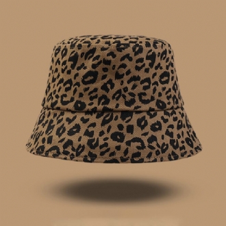 Kvinnor Bomull Leopard Mönster Med Tryck Mode All-match Sunscreen Bucket Hat