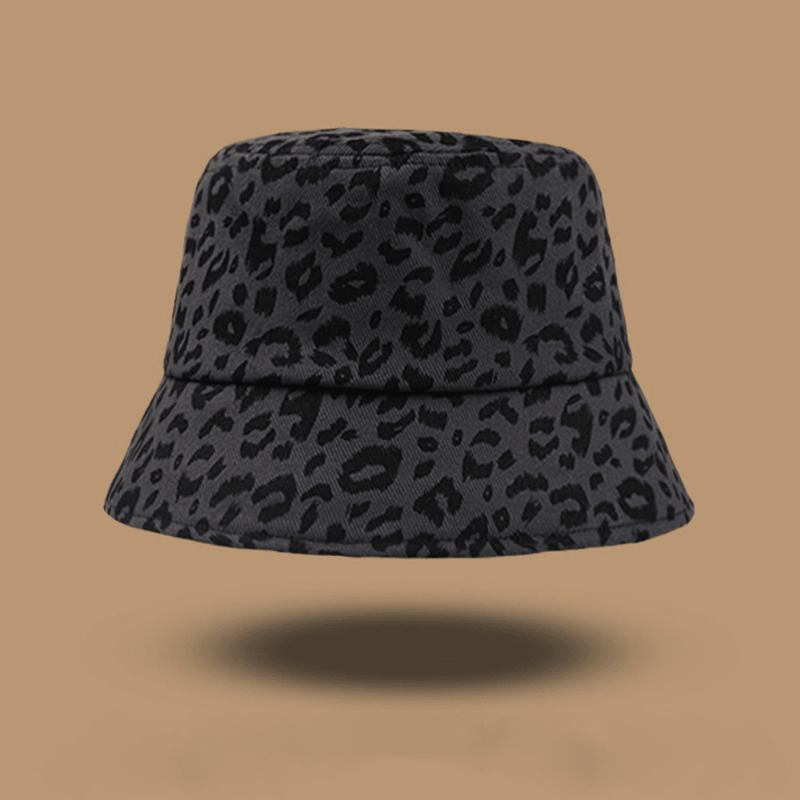 Kvinnor Bomull Leopard Mönster Med Tryck Mode All-match Sunscreen Bucket Hat