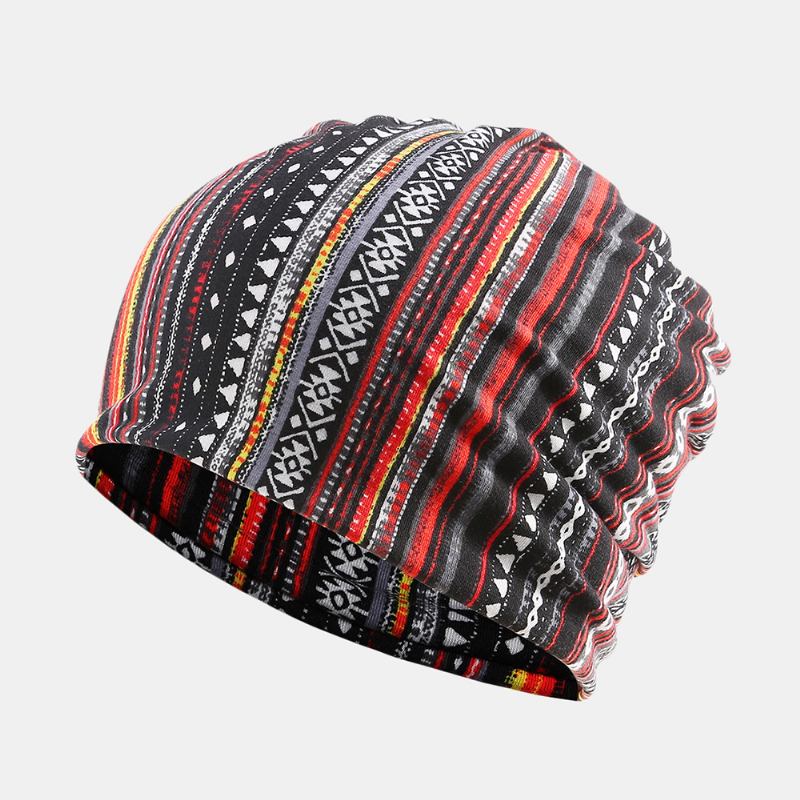 Kvinnor Bomull Multi-purpose Utskrift Beanie Cap Neck Damask Ansiktsskydd Hattar Bandana