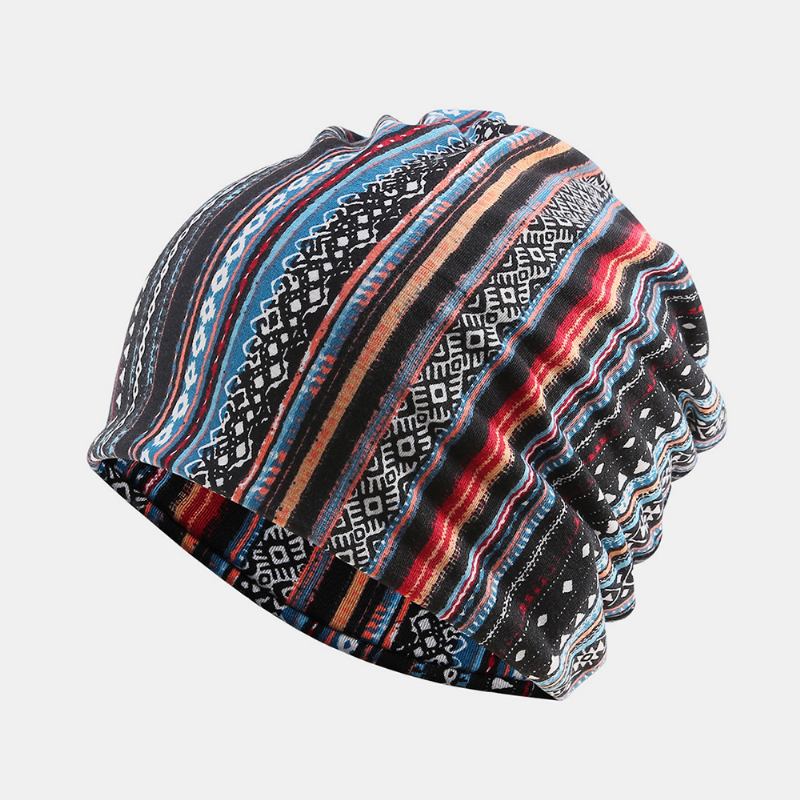 Kvinnor Bomull Multi-purpose Utskrift Beanie Cap Neck Damask Ansiktsskydd Hattar Bandana