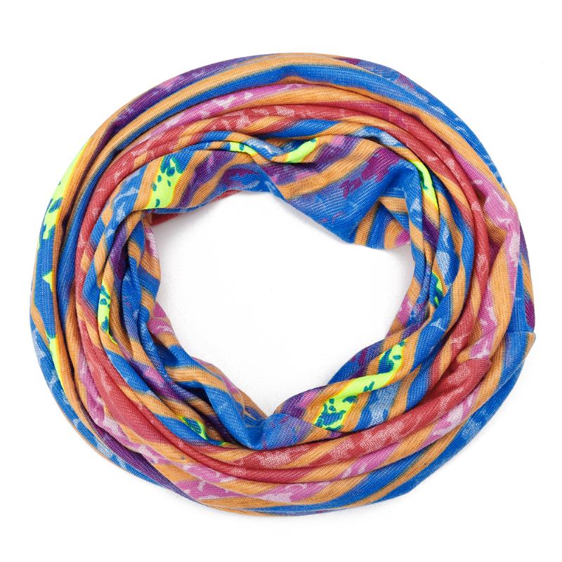 Kvinnor Bomull Öronkåpor Rainbow Stripe Beanie Hat Scarf