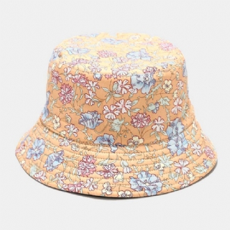 Kvinnor Dubbelsidig Sommar Uv-skydd Blommönster Casual Outdoor Sun Hat Bucket Hat