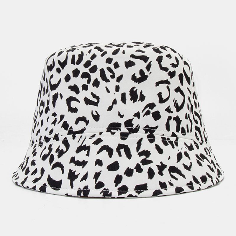 Kvinnor Patchwork Leopard Mönstertryck Solhatt Bomull Mode All-match Sunscreen Bucket Hat