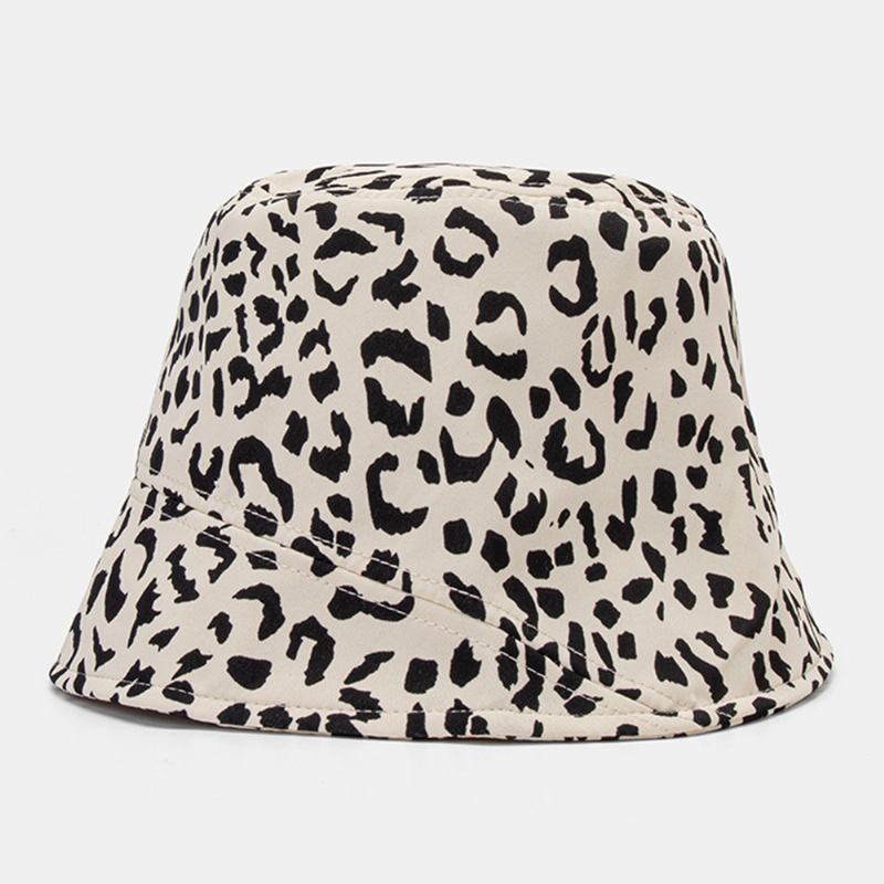 Kvinnor Patchwork Leopard Mönstertryck Solhatt Bomull Mode All-match Sunscreen Bucket Hat