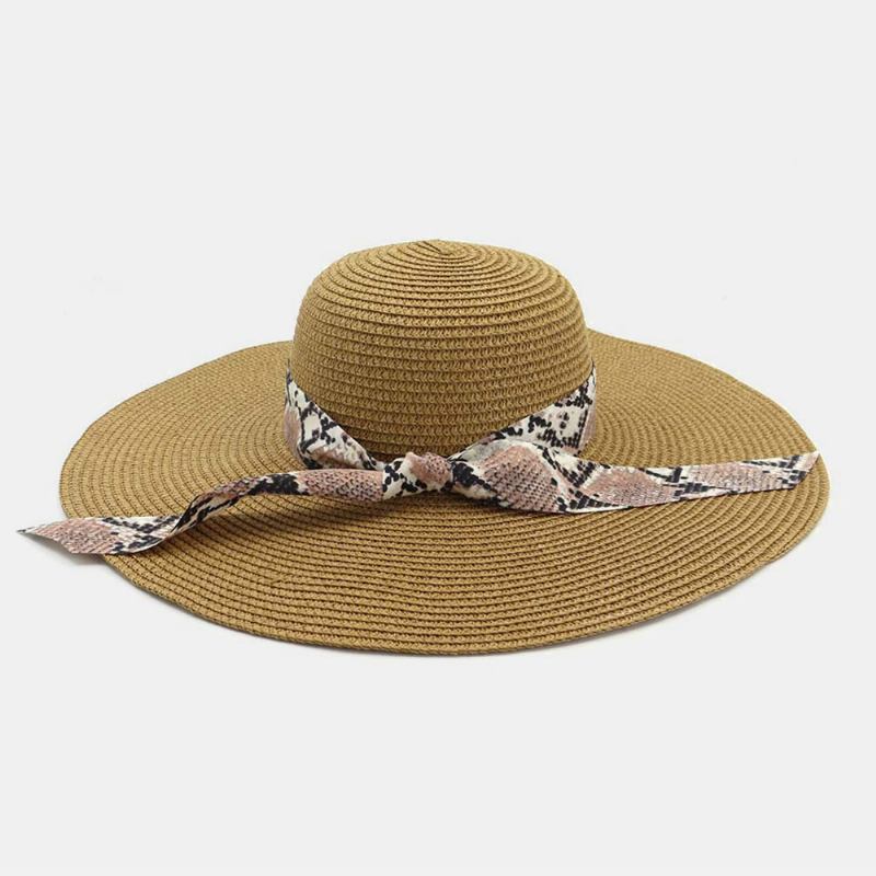 Kvinnor Solskyddsmedel Semester Beach Wild Brätte Solhatt Elegant Snygg Bowknot Stråhatt