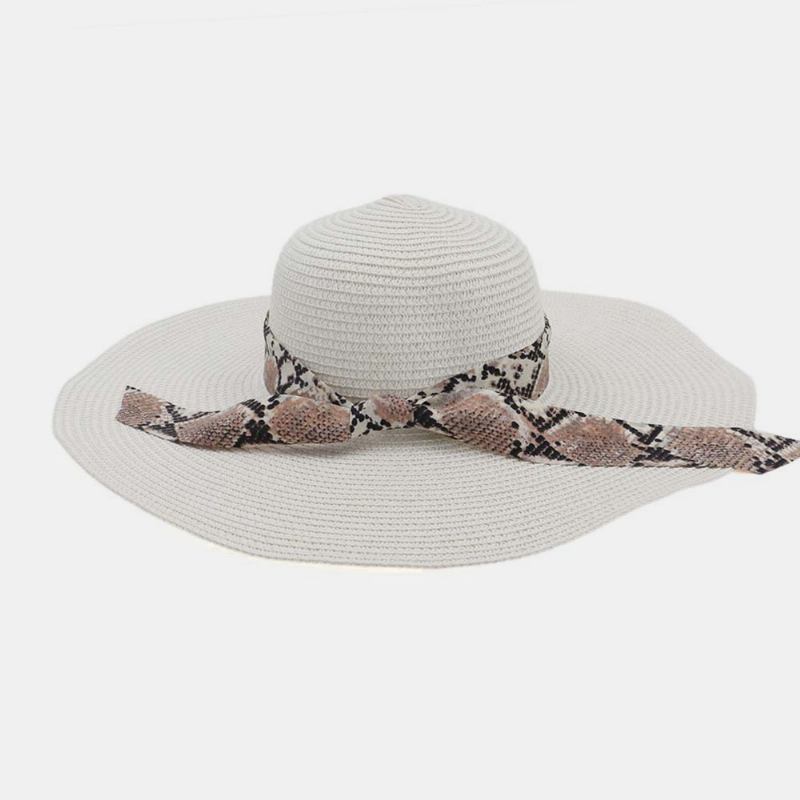 Kvinnor Solskyddsmedel Semester Beach Wild Brätte Solhatt Elegant Snygg Bowknot Stråhatt