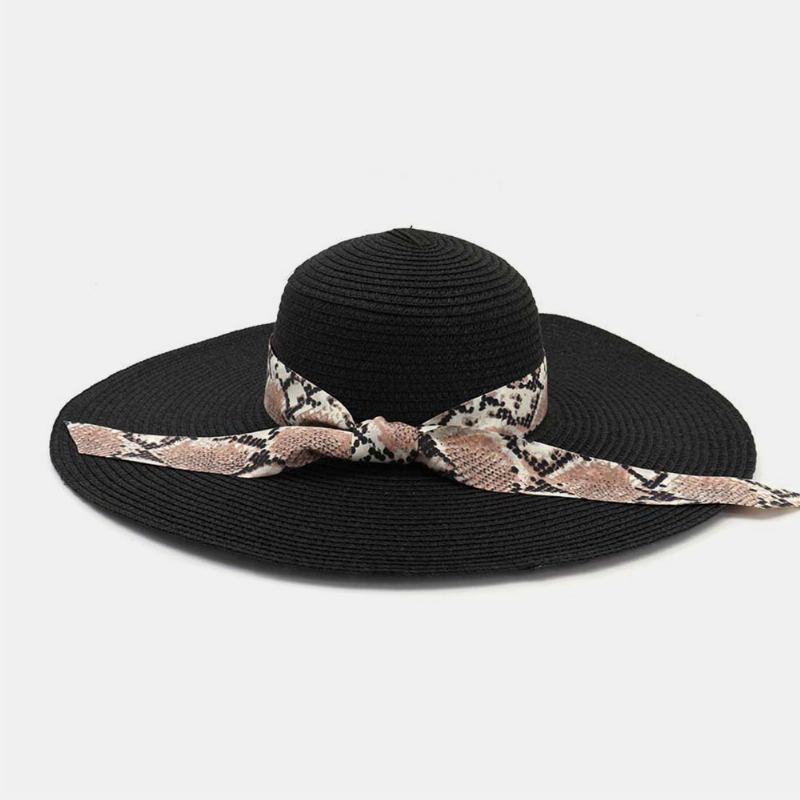 Kvinnor Solskyddsmedel Semester Beach Wild Brätte Solhatt Elegant Snygg Bowknot Stråhatt