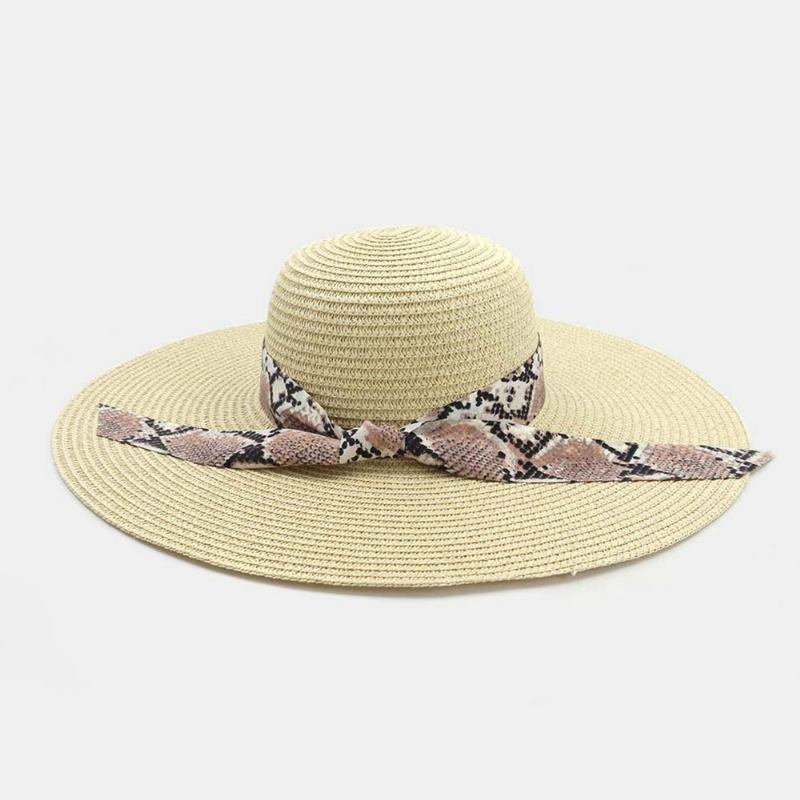 Kvinnor Solskyddsmedel Semester Beach Wild Brätte Solhatt Elegant Snygg Bowknot Stråhatt