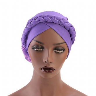 Kvinnor Vintage Etnisk Stil Braid Andningsbar Turban Cap