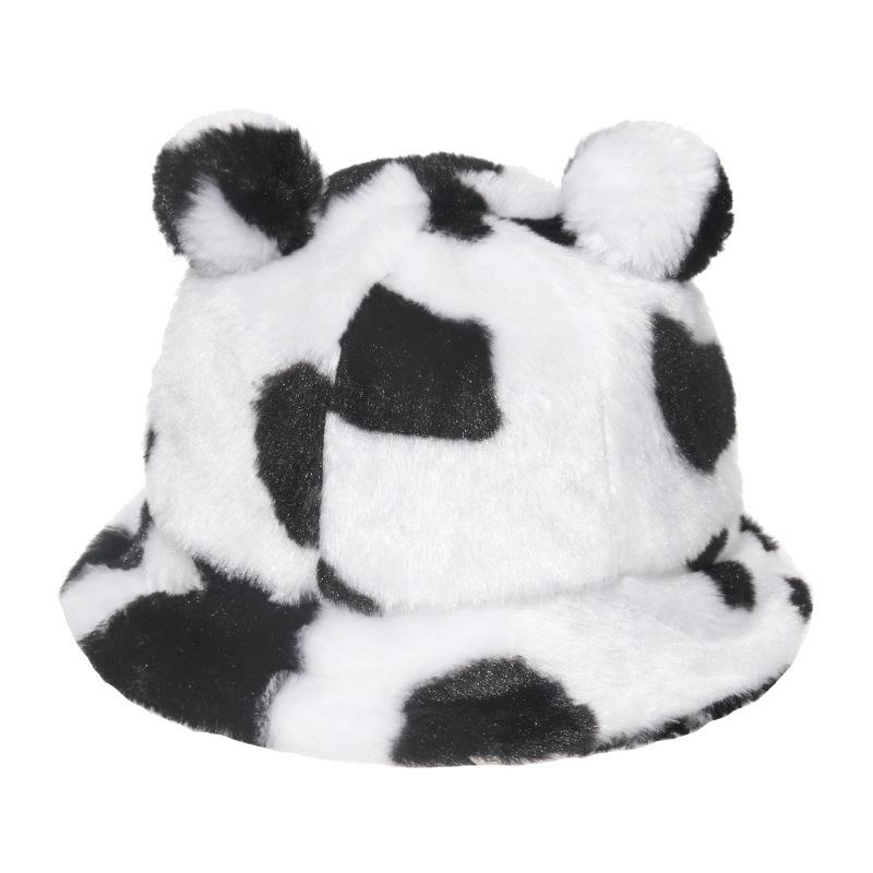 Leopardtryck Bear Ear Ball Plysch Fisherman Hat