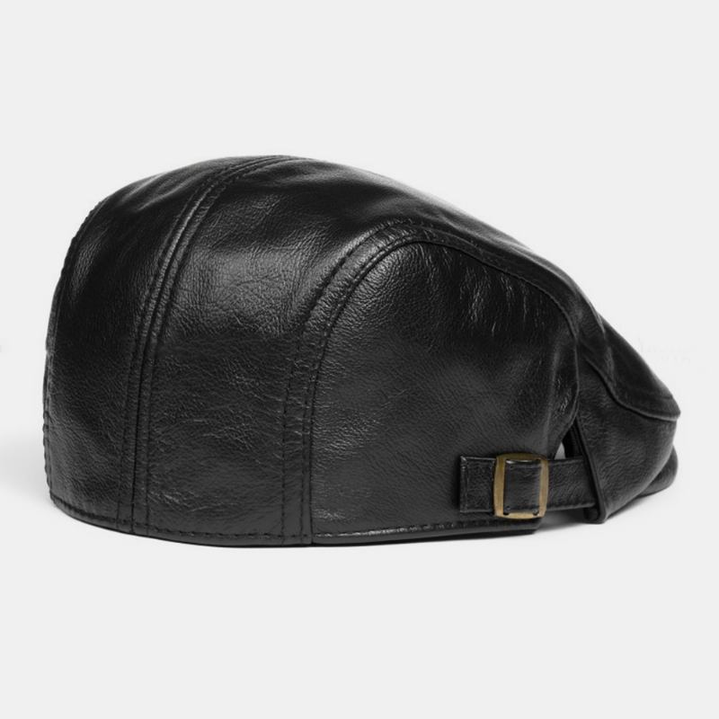 Män Äkta Läder Solid Casual Klassisk Varm Framåt Hatt Basker Hatt