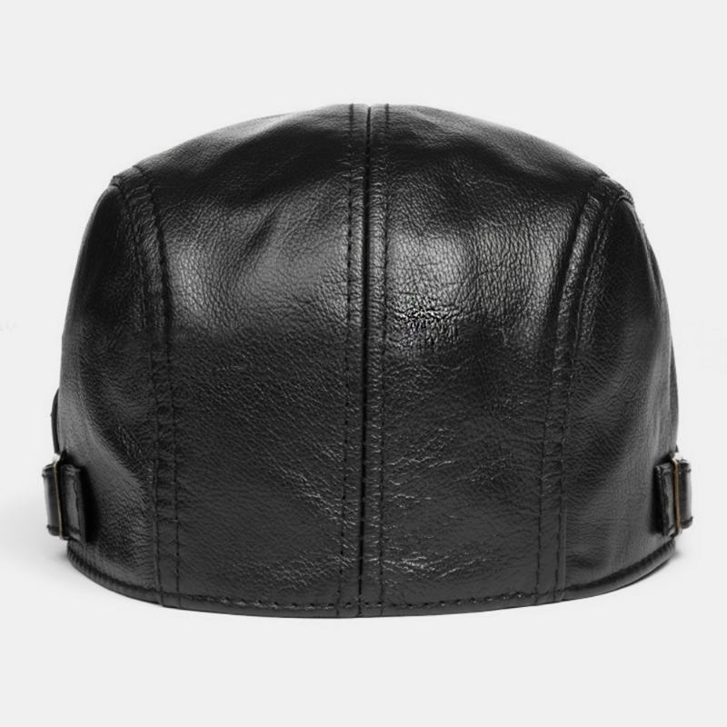 Män Äkta Läder Solid Casual Klassisk Varm Framåt Hatt Basker Hatt