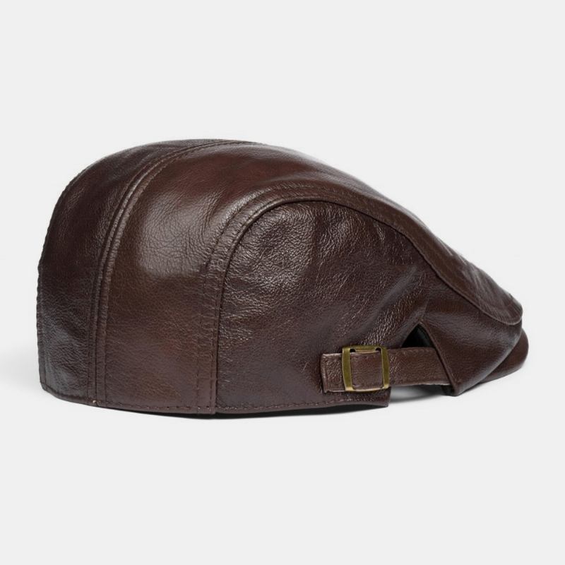 Män Äkta Läder Solid Klassisk Casual Forward Hat Basker Hat