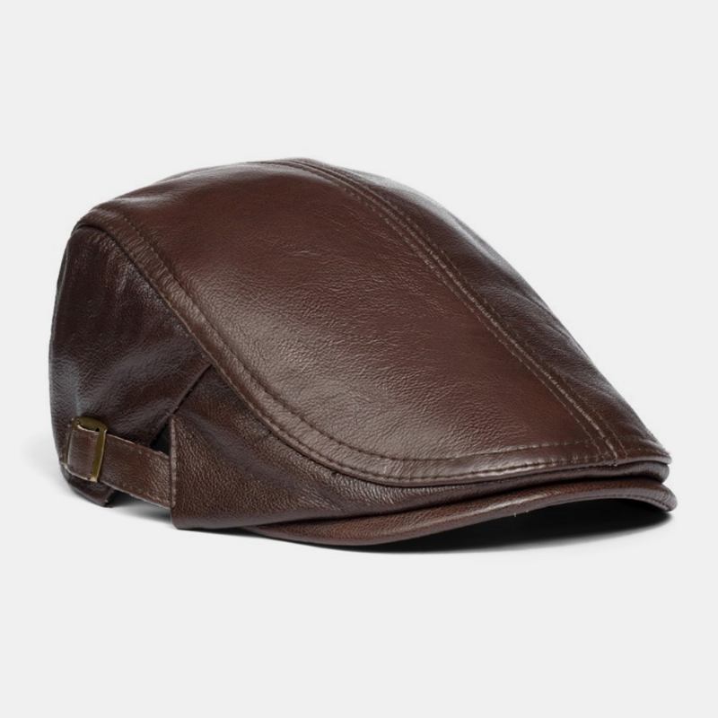 Män Äkta Läder Solid Klassisk Casual Forward Hat Basker Hat