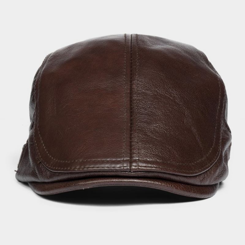 Män Äkta Läder Solid Klassisk Casual Forward Hat Basker Hat