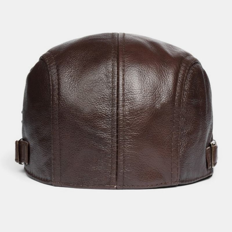 Män Äkta Läder Solid Klassisk Casual Forward Hat Basker Hat