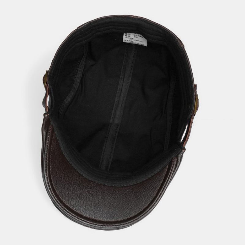 Män Äkta Läder Solid Klassisk Casual Forward Hat Basker Hat