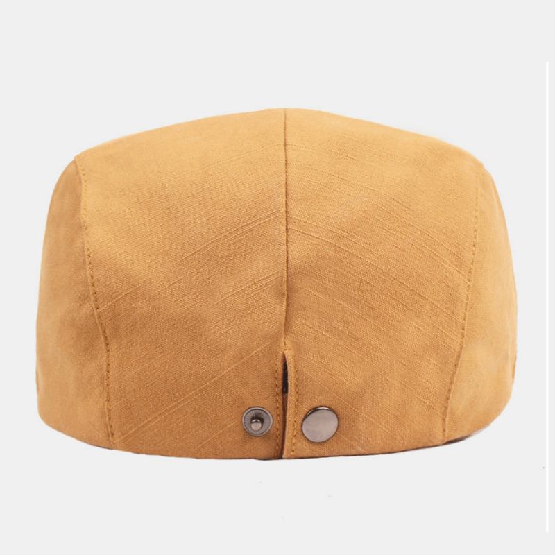 Män Bomull Basker Cap Enfärgad Justerbar Casual Retro Solskydd Fram Cap Flat Hat