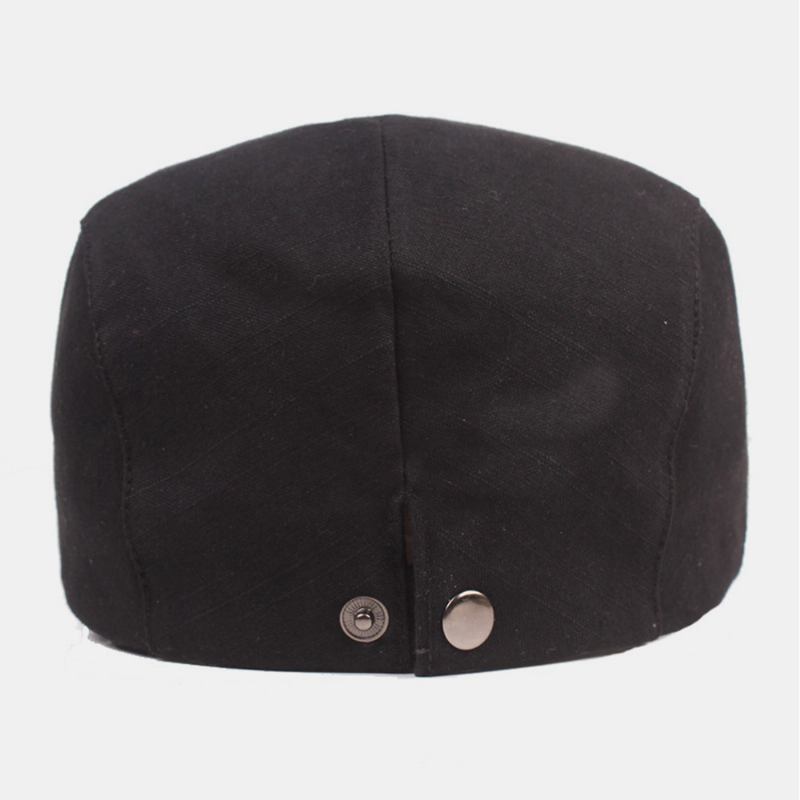 Män Bomull Basker Cap Enfärgad Justerbar Casual Retro Solskydd Fram Cap Flat Hat