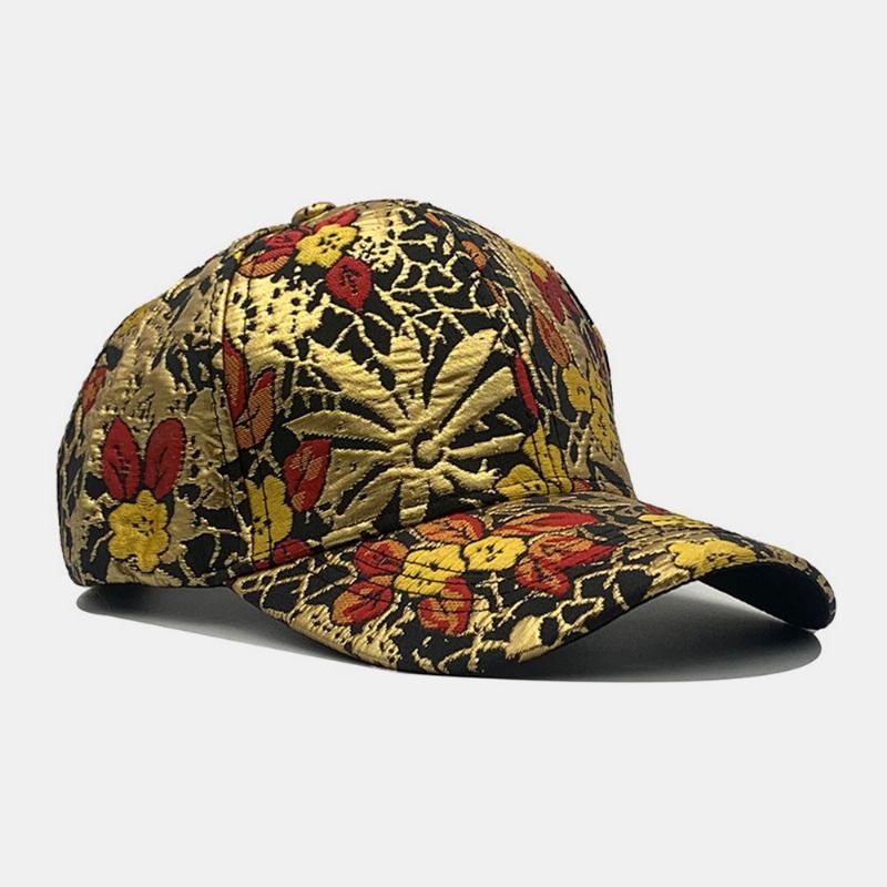 Män Bomull Blommigt Överläggsmönster Färgglada Casual Gold-line Solskydd Baseball Hatt