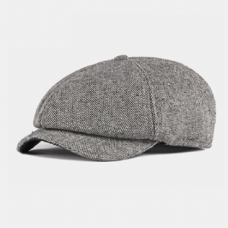 Män Bomull Brittisk Stil Street Trend Randmönster Outdoot Retro Forward Hatt Basker Hatt Åttakantig Hatt