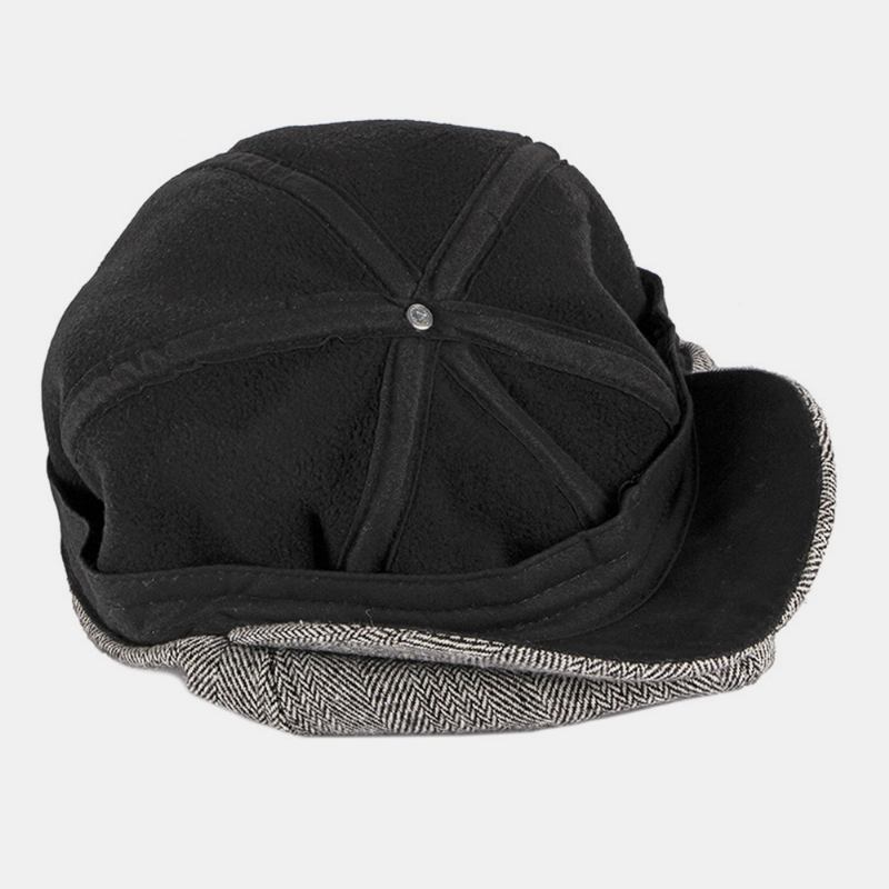 Män Bomull Brittisk Stil Street Trend Randmönster Outdoot Retro Forward Hatt Basker Hatt Åttakantig Hatt