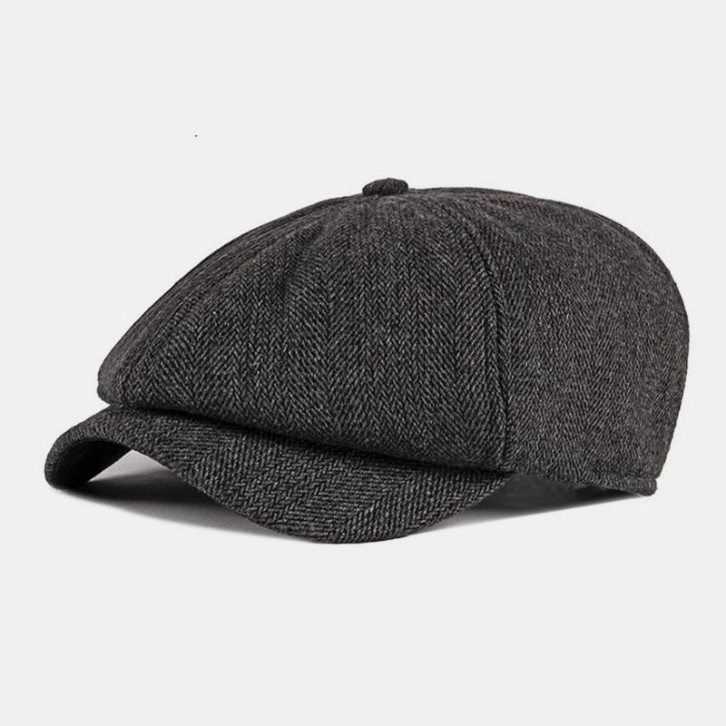 Män Bomull Brittisk Stil Street Trend Randmönster Outdoot Retro Forward Hatt Basker Hatt Åttakantig Hatt