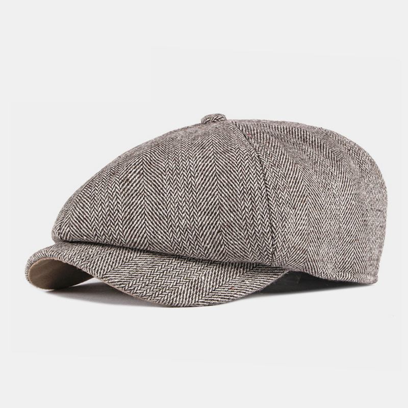 Män Bomull Brittisk Stil Street Trend Randmönster Outdoot Retro Forward Hatt Basker Hatt Åttakantig Hatt