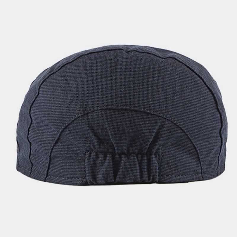 Män Bomull Fast Färg Brittisk Stil Utomhus Casual Andas All-match Forward Hat Basker Hat