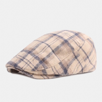 Män Bomull Lattice Mönster Tjocka Värme Casual Framåt Hatt Basker Flat Cap