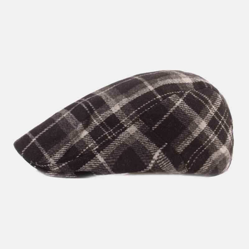 Män Bomull Lattice Mönster Tjocka Värme Casual Framåt Hatt Basker Flat Cap