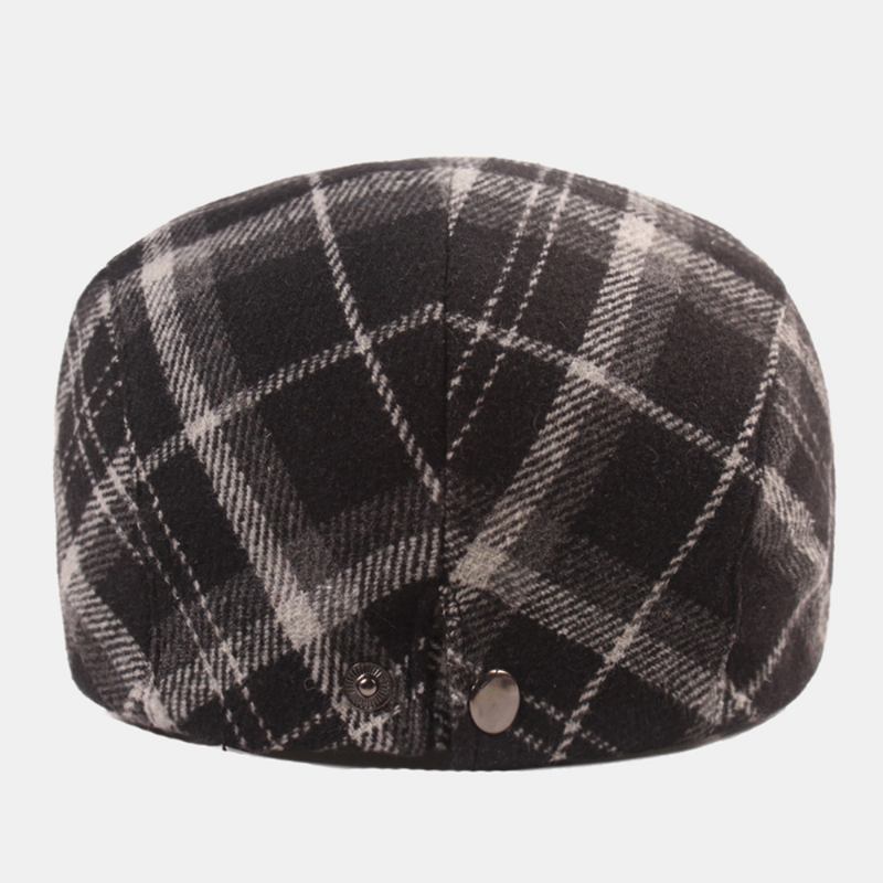 Män Bomull Lattice Mönster Tjocka Värme Casual Framåt Hatt Basker Flat Cap