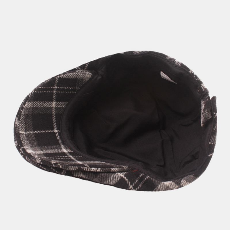 Män Bomull Lattice Mönster Tjocka Värme Casual Framåt Hatt Basker Flat Cap