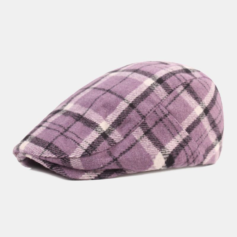 Män Bomull Lattice Mönster Tjocka Värme Casual Framåt Hatt Basker Flat Cap