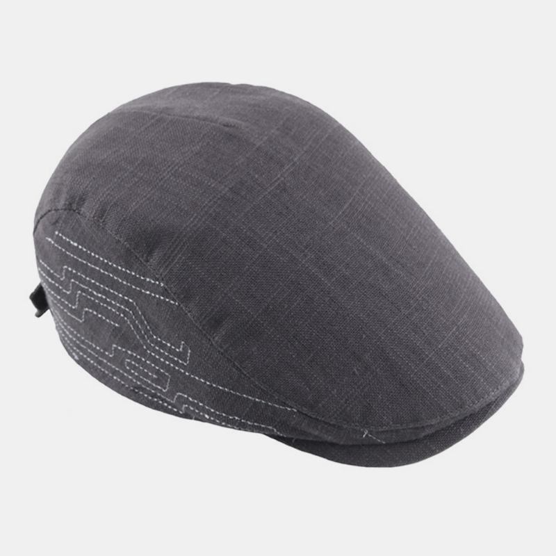 Män Bomull Linne Broderi Vanlig Färg Justerbar Casual Flat Hat Fram Hat Basker Hat