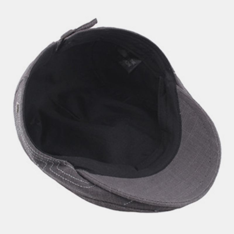 Män Bomull Linne Broderi Vanlig Färg Justerbar Casual Flat Hat Fram Hat Basker Hat