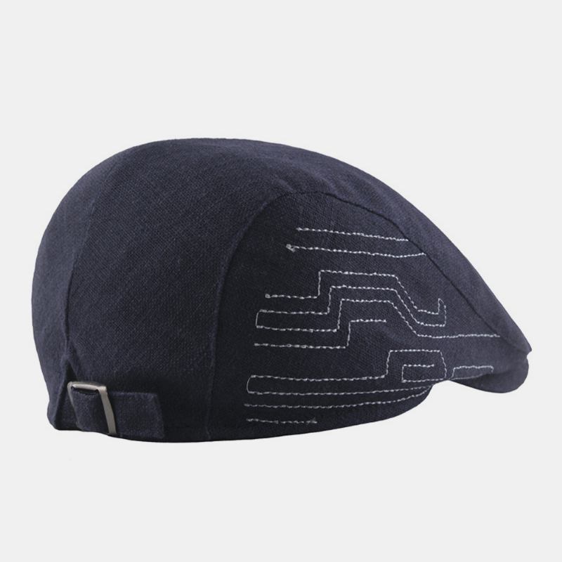 Män Bomull Linne Broderi Vanlig Färg Justerbar Casual Flat Hat Fram Hat Basker Hat