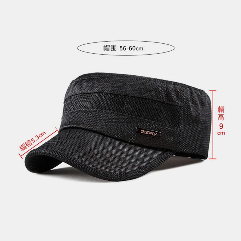 Män Bomull Linne Enfärgad Etikett Sömmar Utomhus Solskydd Casual Military Cap Flat Cap